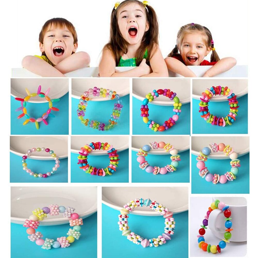 24 Soorten Kids Diy Armband Ketting Kralen Sieraden Maken Kleurrijke Acryl Kralen Met Bonus Accessoires Voor Meisjes
