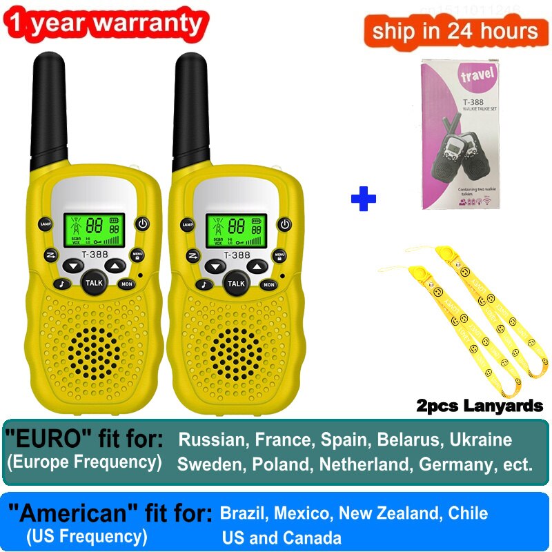 2 pezzi Walkie Talkie bambini Celular giocattoli ricetrasmettitore portatile evidenzia telefono Radio interfono bambini Talkie Walkie regali di compleanno: 2 Yellow 2 Rope