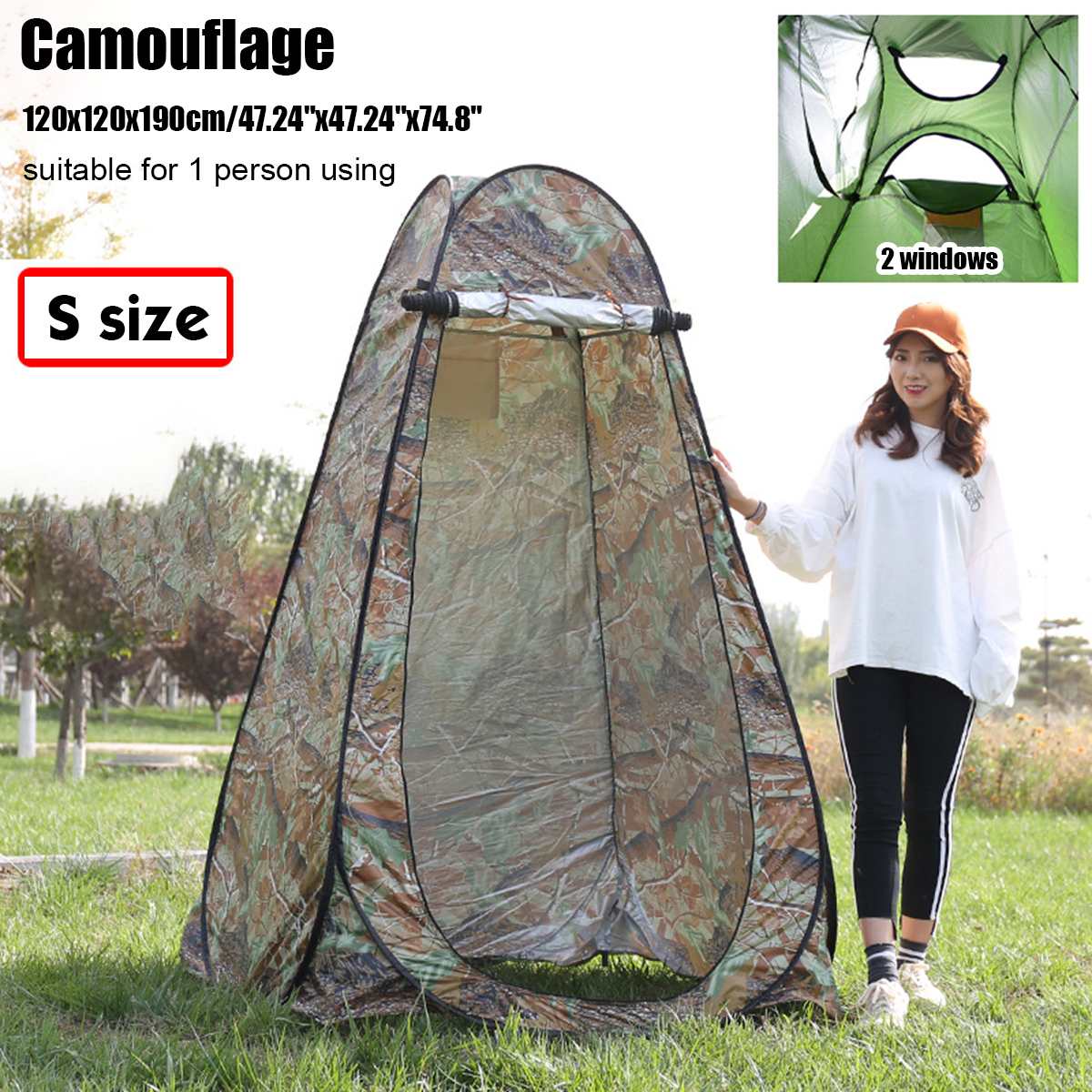 190Cm Draagbare Privacy Douche Toilet Camping Camouflage Functie Outdoor Picknick Shift Baden Dressing Tent Fotografie Tenten: single Camouflage