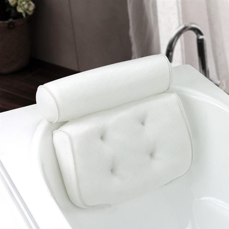 Åndbar 3d mesh badepude bærbar med sugekopper spa badekar ting pude massage pude til badekar badeværelse tilbehør