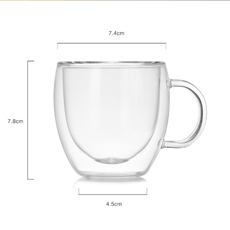 Taza de cristal de doble capa para café, vaso de vidrio de borosilicato alto, Espresso, taza de leche , cristalería