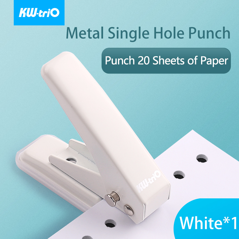 KW-triO Mini Single Hole Punch Plastic Notebook Hole Puncher Portable Planner Circular Punch Scrapbook Perforating Cutter Pliers: White Metal Punch