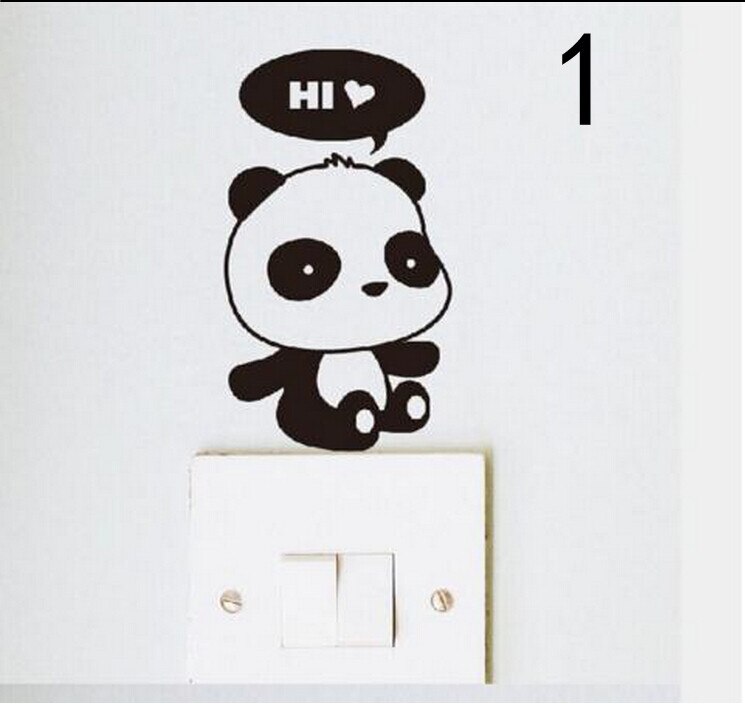 Cute Cartoon Animals Wall Switch Stickers Wallpaper Vinyl Decor Wallpaper: Hi Panda1