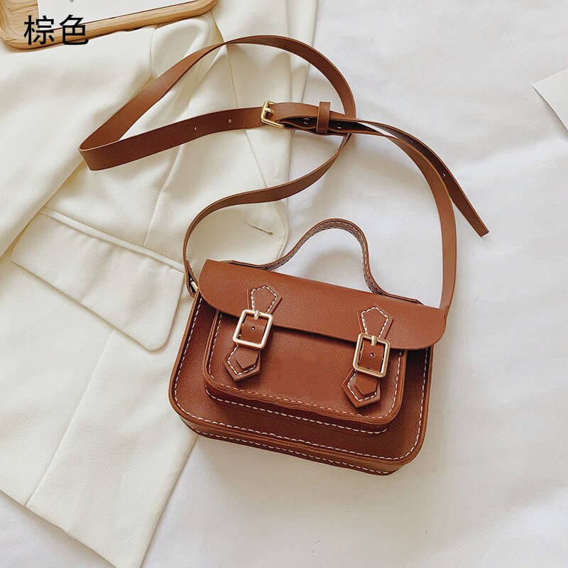 Vintage bolso Cambridge haciendo materiales de bricolaje auto-suministros de cuero bolso hecho a mano mujer bolsa manualidades para coser Accesorios: Brown