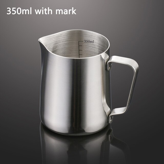 Coffee utensils stainless steel craft extra thick milk cream cup frothing jug pitcher flower cup milk froth cup fancy milk cup: 350ml with mark