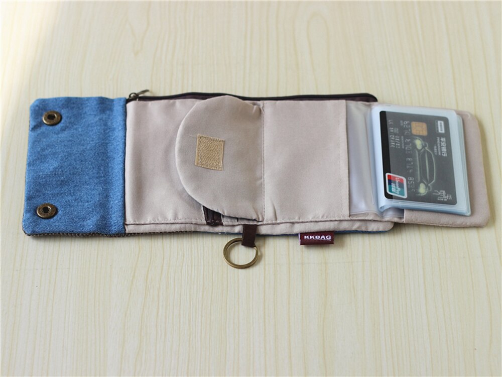 Cute Three Layer Folded Manual Canvas Wallet Bag With Multi Card Holder Multifunction Coin Purse