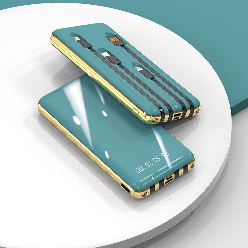 Power bank ultra-thin and compact 20000 mAh with line digital display mobile power mobile phone universal power bank: Sky Blue