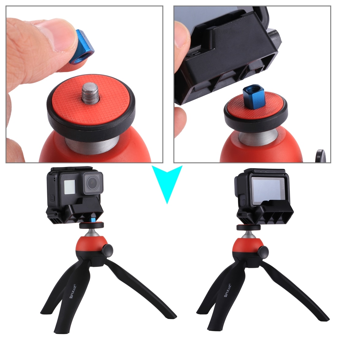 PULUZ for GoPro Hero 9 360 Degree Panorama Shoot Holder Multi-angle Instant Stand Mount Adapter for DJI OSMO Action GoPro HERO 8