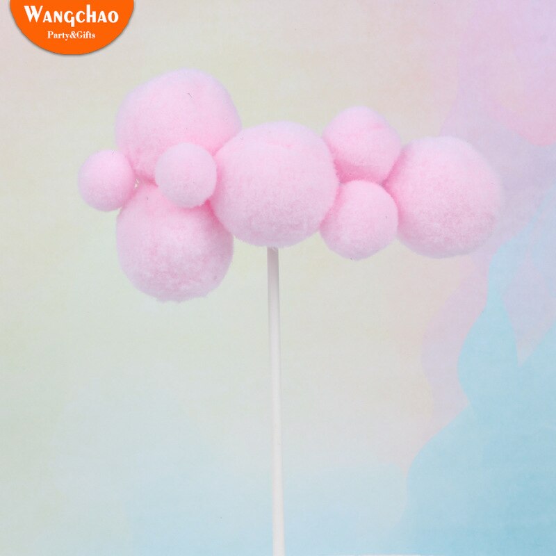 Pink White Blue Cotton Clouds Cake Topper Wedding Princess Happy Birthday Cake Topper Party Supplies Baby Shower Accessories