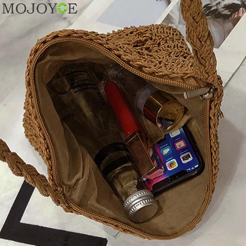 Bohemian Geweven Hollow Out Beach Bag Vrouwen Gehaakte Omzoomd Stro Clutch Handgemaakte Dag Koppelingen Breien Weave Boho Zomer Tas