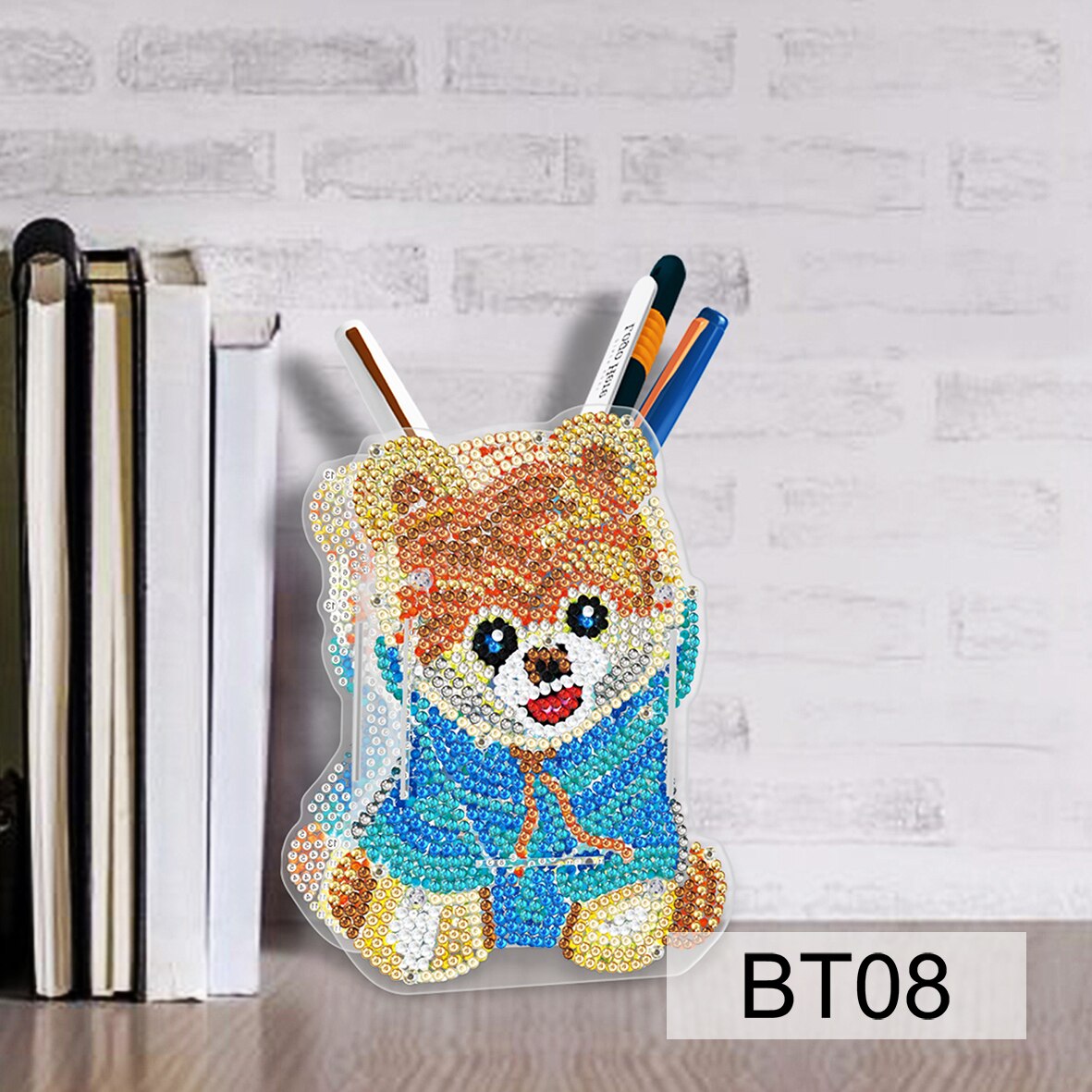 Portalápices con bordado de diamantes para manualidades, adornos de mosaico con forma especial de doble cara, pintura de diamantes, decoración de escritorio de oficina, artesanales