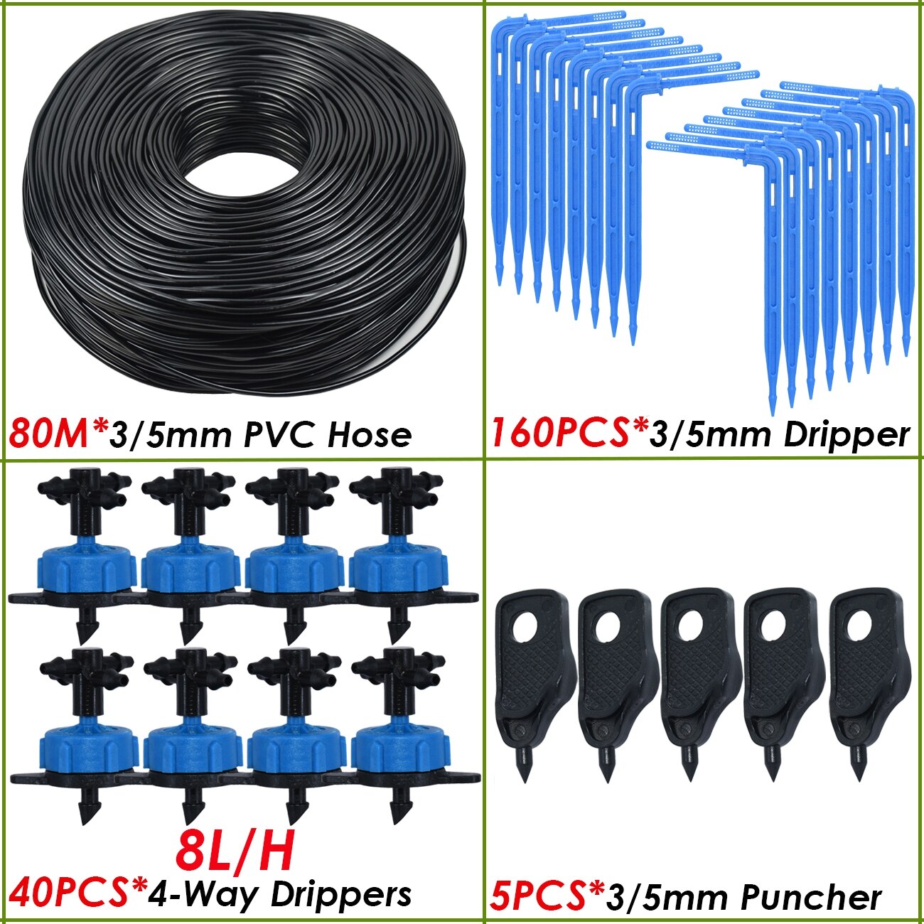 Kesla dryppvanning 4- -veis 3/5mm drypppil 2-- veis sender vanningssystem blomsterhage plen drivhus 10/20 sett: Lavendel