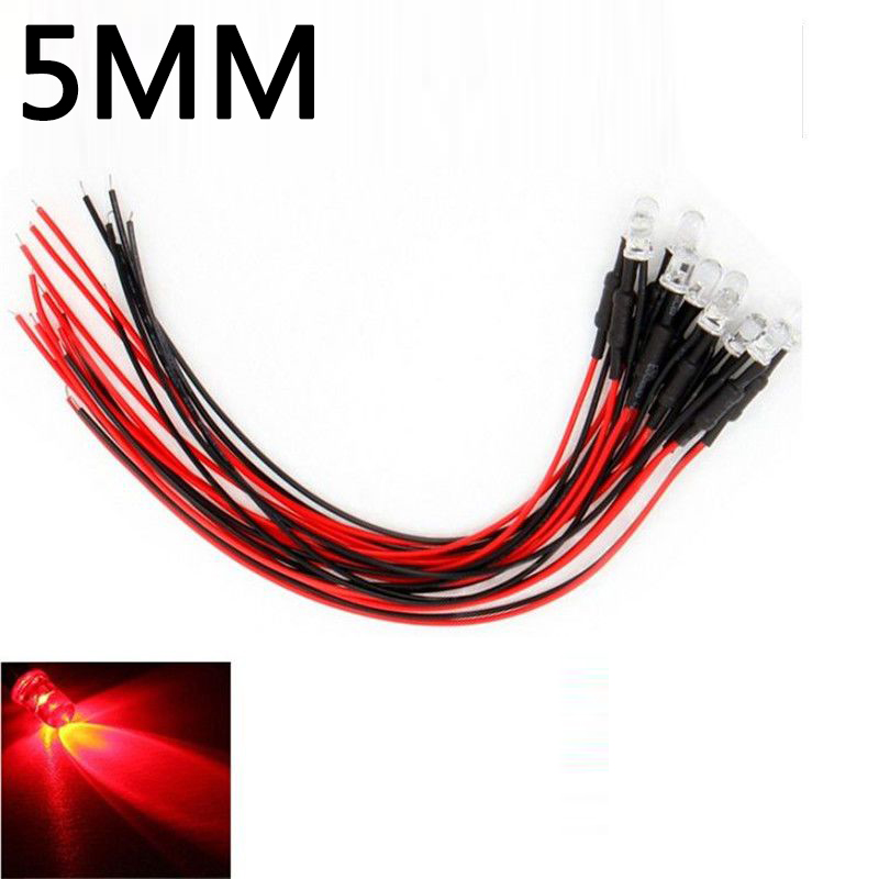 Luces LED de 10 piezas para coche de control remoto, accesorio de 3mm/5mm, 12v para 1/10 RC Crawler Drift Car TRX4 Defender AXIAL SCX10 D90 1/14 Tamiya RC Truck Scania Actros Part: Blanco