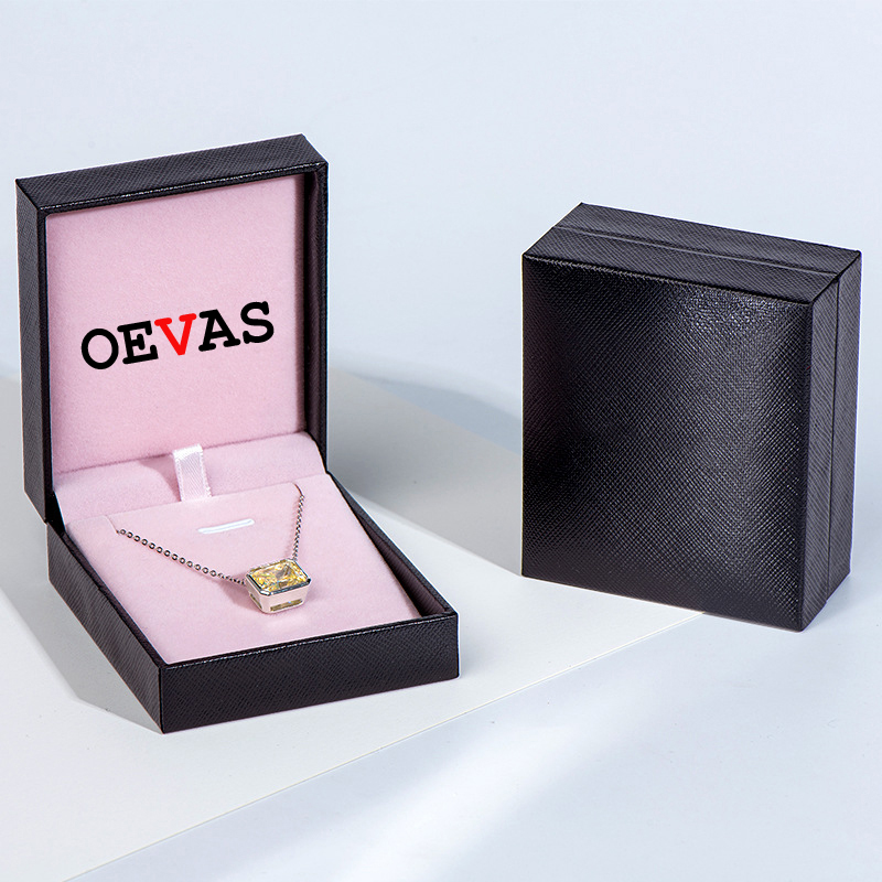 Oevas 100% 925 sterling silber 9*11mm gelbgoldene diamanten eisblumen-anhänger-halskette für damen, hochzeitsschmuck