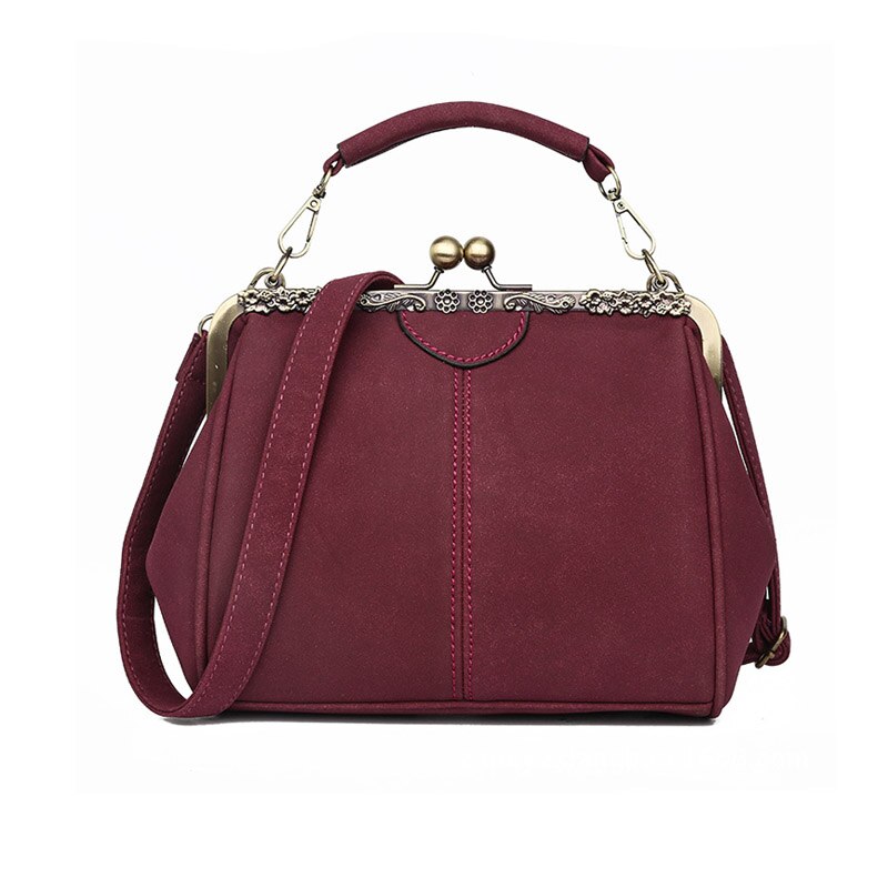Jahrgang frauen Handtaschen Kuss Schloss Gerahmte Kupplung Tasche Taschen Schulter Umhängetaschen Frauen gefrostet PU Leder Dame Tasche: Frauen Tasche Violett
