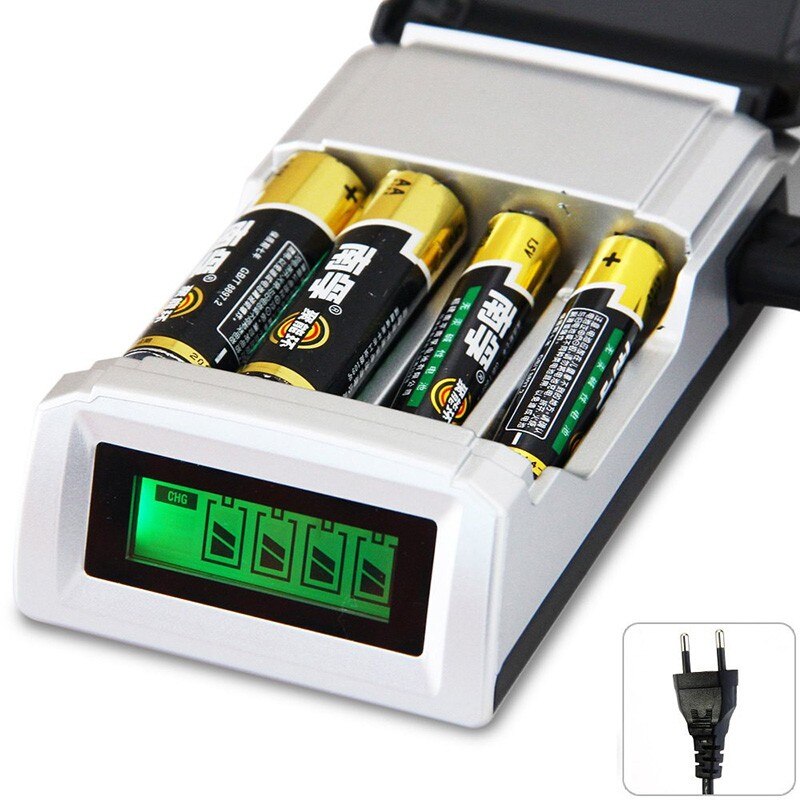 Larryjoe Lcd Display Met 4 Slots Smart Intelligent Battery Charger Voor Aa/Aaa Nicd Nimh Oplaadbare Batterijen