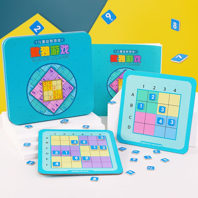 Children Digital Game Chess Nine-square Lattice Sudoku Puzzle Magnetically Filled Digital Wooden Puzzle Children&#39;s Toys