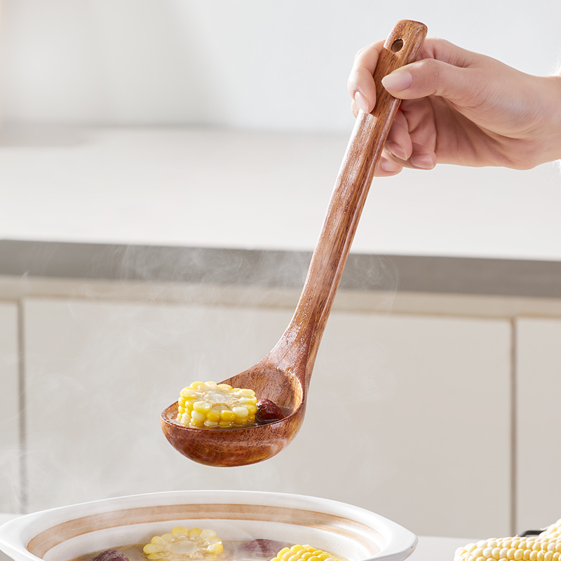 Cuillère en bois naturel pour ustensiles de cuisine, ustensiles antiadhésifs, cuillères de cuisine faites à la main, ensembles de vaisselle, outil de cuisine