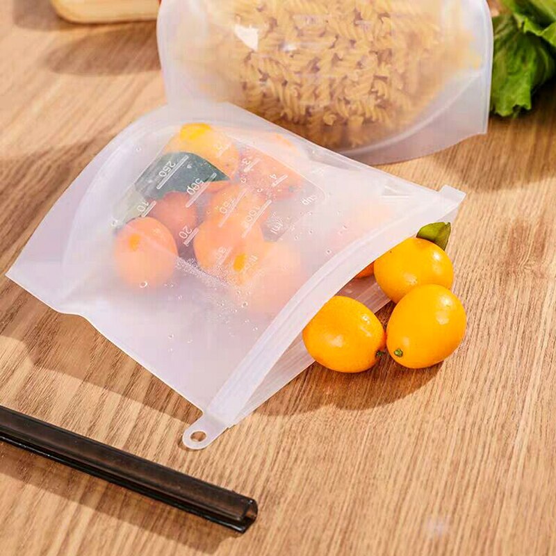 1pc silikone madopbevaringspose genanvendelig madopbevaringspose container lækagesikker køkkenopbevaringspose til fryser køkkenudstyr