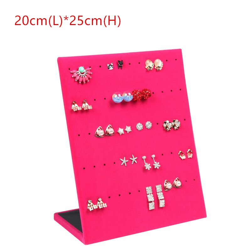 Flanellen Sieraden Doos Sieraden Display Oorbellen Stud Ketting Hanger Opslag Showcase Rack Case Board: Rose pink