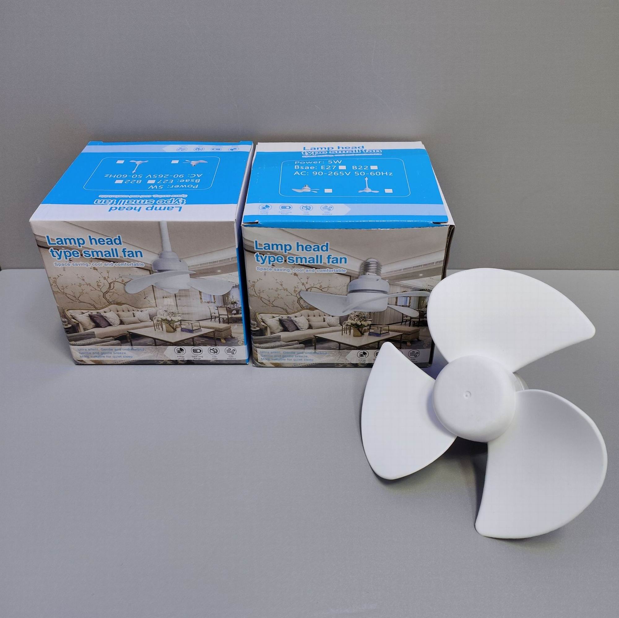 Ventilador de mesa de 6,3 pulgadas, miniventilador de techo E27 de 10W, candelabro de dormitorio interior con ventiladores de refrigeración