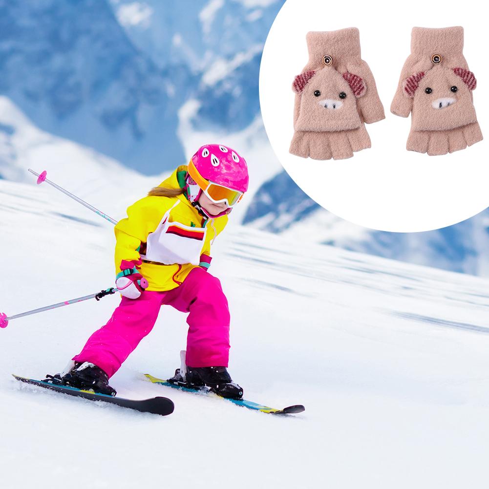 2 stücke freundlicher Warme Handschuhe Mädchen Jungen Halbe Finger Handschuhe Winter Warme Nette Fäustlinge Hand Muff Karikatur Handschuh Für freundlicher 2-6 jahre alt
