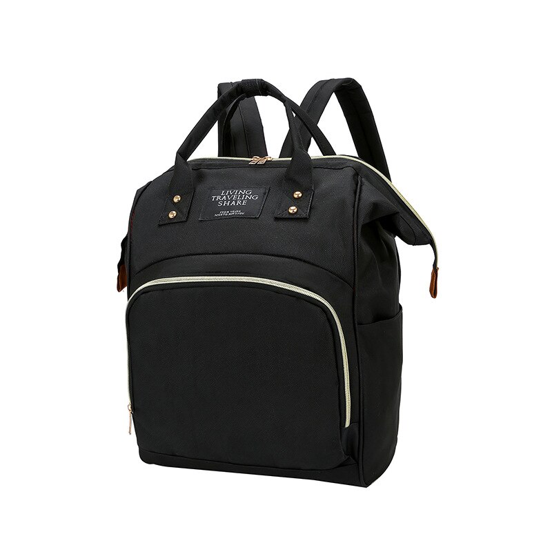 Stijl Schouder Waterdichte Mama Tas Mode Multi-Functionele Grote-Volume Luiertas Verpleging Moeder En Baby Rugzak: Black