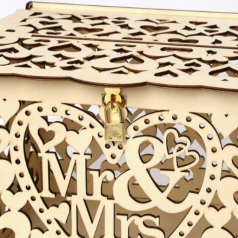 DIY Wooden Wedding Card Box Business Card Box Decoration Custom Sign In Box Flower Pattern Card Wooden Box Su Card Box Supplies