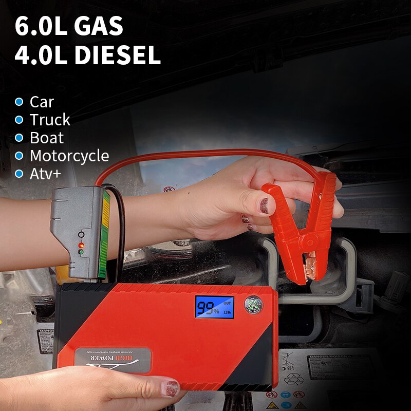 28000mAh Car Jump Starter Power Bank 1200A Portable Car Battery Booster Charger 12V Starting Device For Petrol Diesel Car