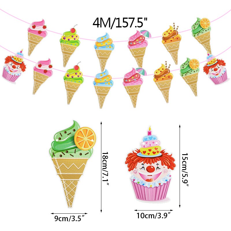 Ice Cream Popsicle Banner Bunting Foil Balloons for Tropical Summer Theme Hawaii Party Decoration Kid Birthday Air Globos: B03-1PCS