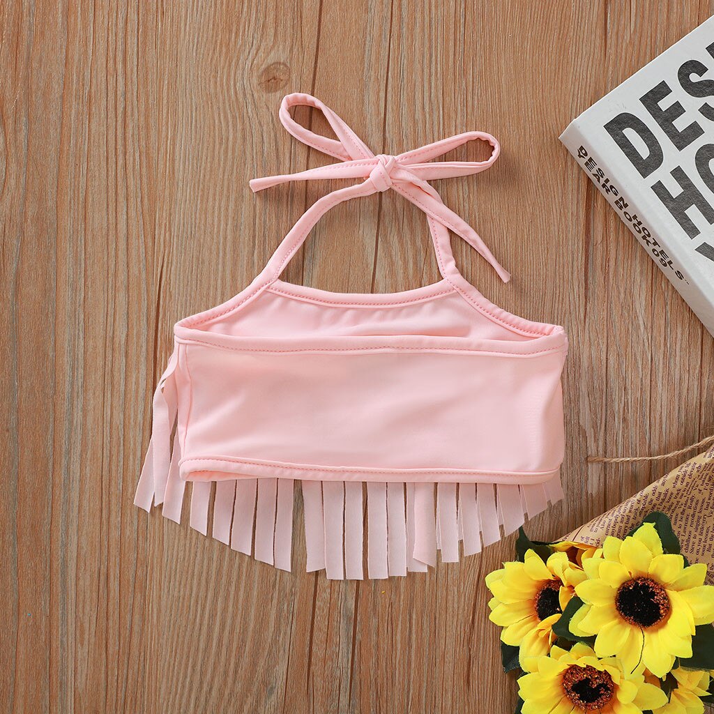 Sunflower Print Bikini Set Swimwear Kids Kids Baby Girls Tassel High Waist Bathing Suit Swimsuit Summer Bikini Outfits Swim