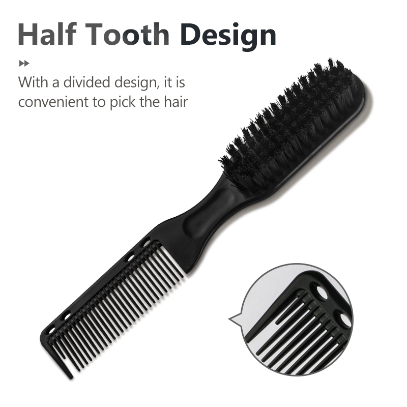 Cepillo de peluquero de doble cara, peine negro pequeño para peinar el cabello, afeitado, Barba, salón, tallado, plumero, cepillo de limpieza
