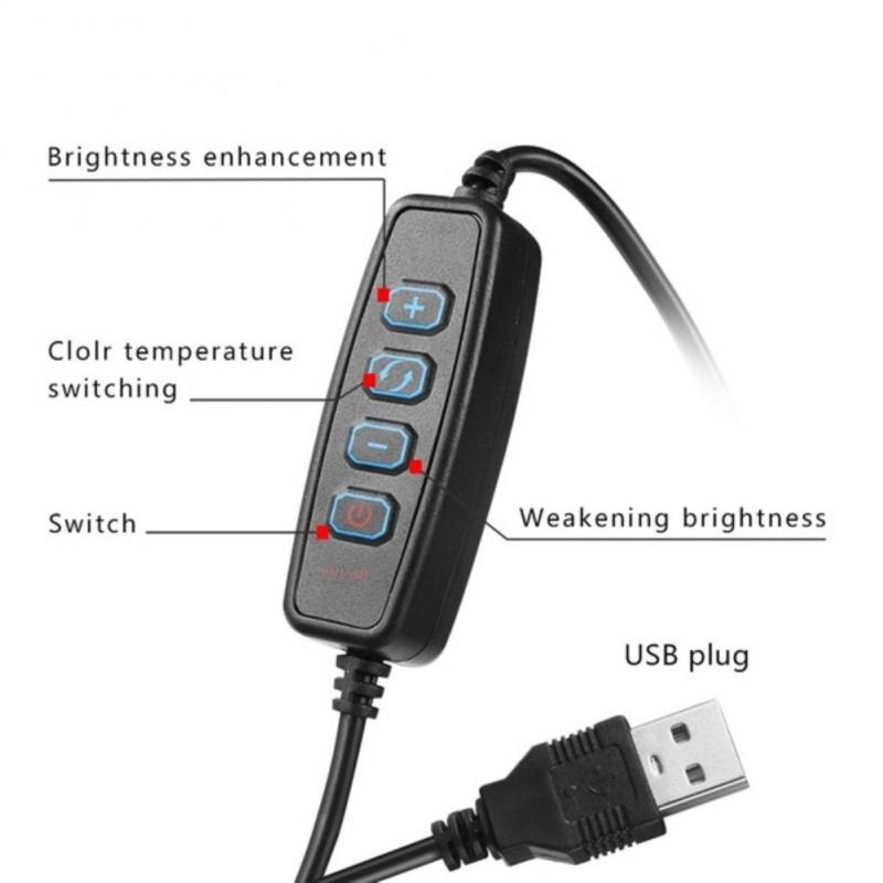 Led Dimbare Ring Licht Studio Foto Video Live Lamp Zonder Statief Beugel Usb Fill-In Licht Ring met Controller Lamp