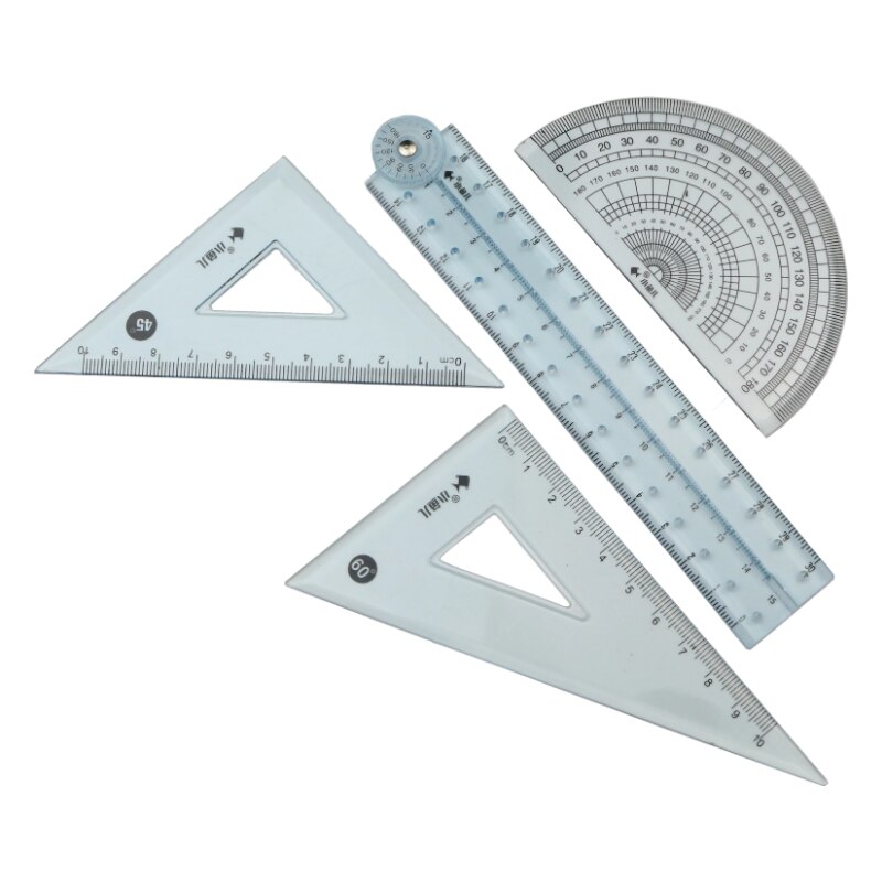 4 Teile/satz Schüler transparent herrscher Rechten winkel dreieck lineal 30cm klapp lineal Mathematische geometrische zeichnung messung