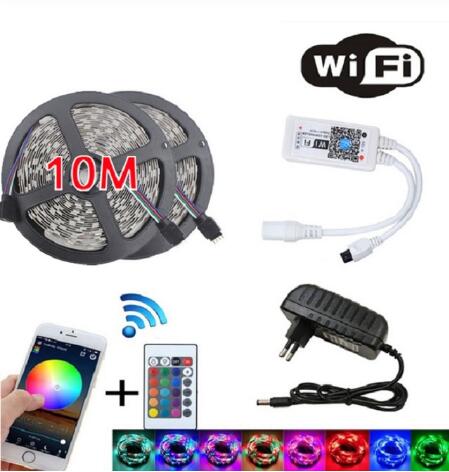 RGB LED Light Strip SMD 2835 5M Waterdichte RGB Tape DC12V Lint diode led Strips Licht Flexibele Streep Lamp IR WIFI Controller: 10m rgb wifi / non waterproof
