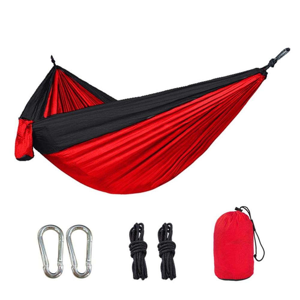 Double Fabric Hammock Outdoor For Travel Camping High Strength Parachute Portable Hammocks Swing Tent hamac гамак: red