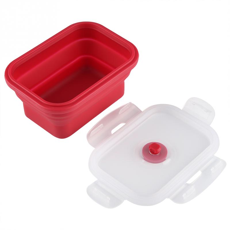 "350Ml Silicone Collapsible Lunch Box Bento Food Container Leakproof Clip Lock Covers For Microwavable Ovens Refrigerators