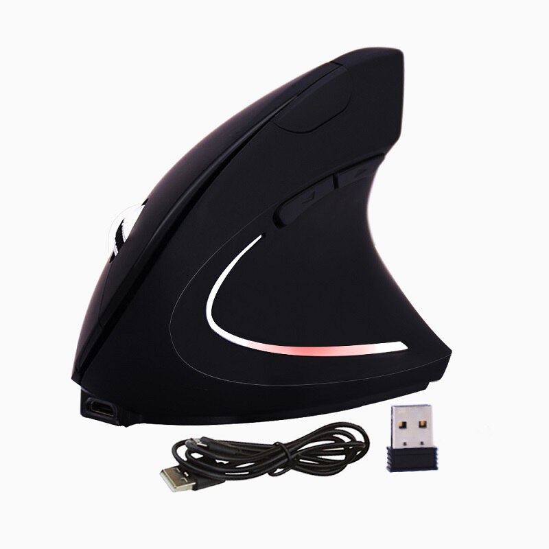 ONLIVING Ergonomic Wireless Gaming Mouse Vertical Right Hand 800 1200 1600 Dpi USB Light Pulse Healthy Mouse PC Computer Mouse: Black charging