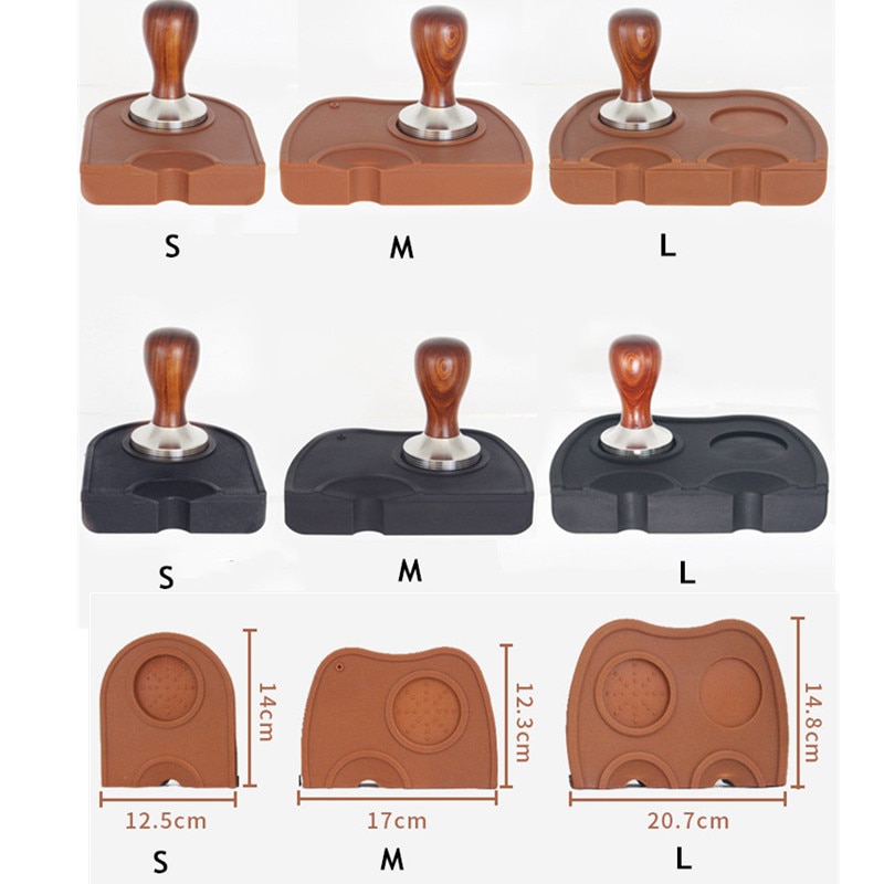 Silikon riflet tamperholder størrelse sml kaffematte sklisikker espresso tukle matt kant hjørne tamp matt verktøy: Kaffestørrelse m