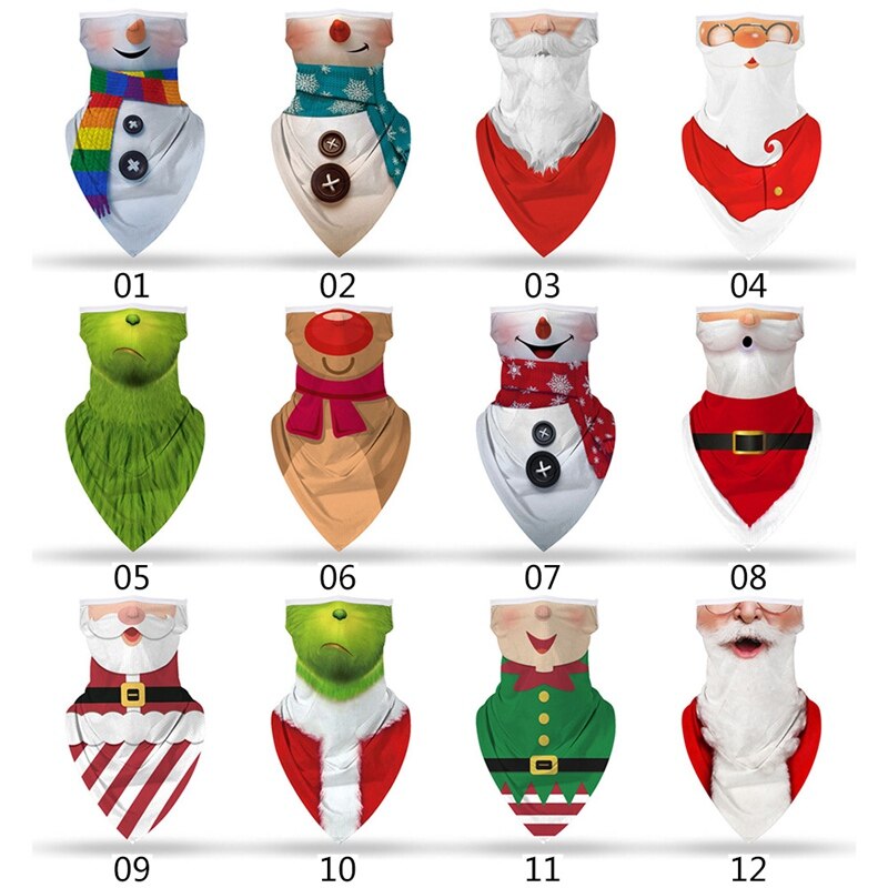 1Pc Christmas Santa Claus Snowman Pattern Kids Head Face Neck Gaiter Tube Bandana Scarf Outdoor Sports Cycling Hiking Scarf