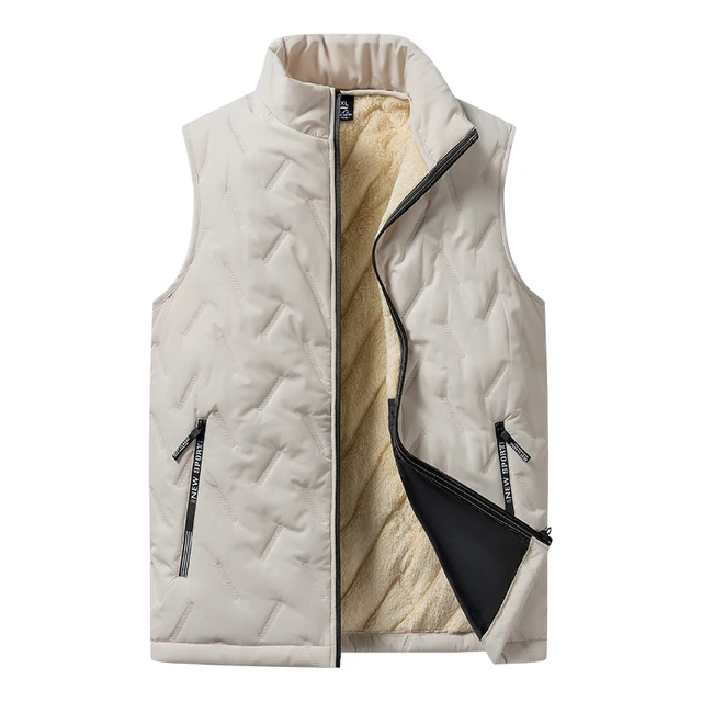 Heren Katoenen Vest Jas - Casual V-hals Mouwloos Vest - Herfst/Winter Warm Bovenkleding: Ik / Khaki