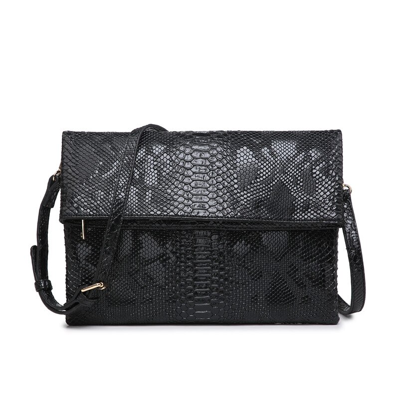 Dame Opvouwbare Clutch Bag Python Lederen Schoudertas Struisvogel Clutch Handtas Met Achterzak Avondfeest Zak