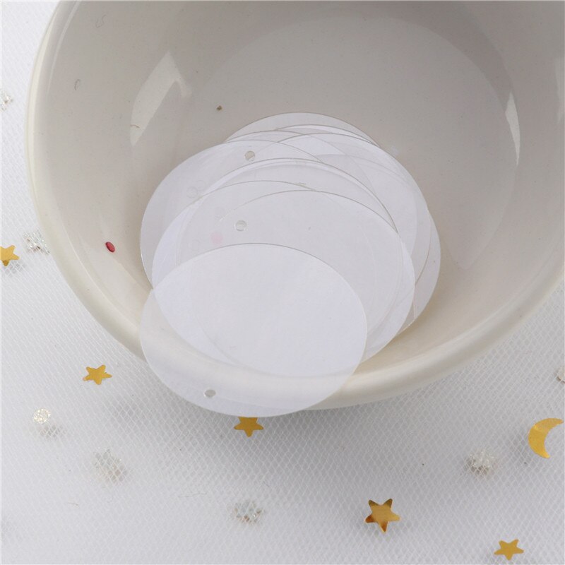 Transparent Sequin 60pcs 25mm Large Round Sequins PVC Loose Sequins Paillettes Sewing Craft For Wedding Decoration 1 Side Hole: Clear Crystal