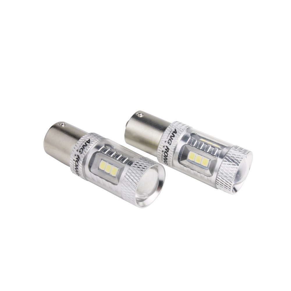 ANGRONG-bombilla LED de freno trasero, luz blanca de alta potencia, BA15s P21W S25 R5W R10W 1156, 2 uds.