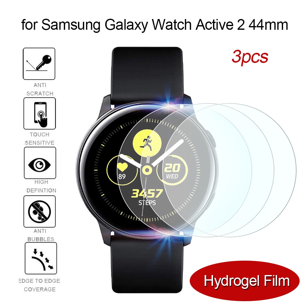 3Pcs Hydrogel Film Voor Samsung Galaxy Horloge Actieve 2 44Mm Screen Protector 3D Volledige Cover Bescherming Bubble Gratis eenvoudig Te Installeren