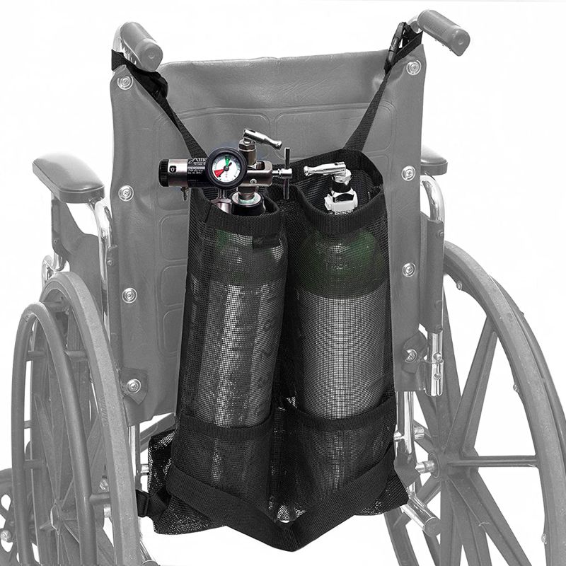Rullstol dubbel syre cylinder väska universal rullstol dubbel syretank bärbar nätförvaringspåse svart hängande väskor