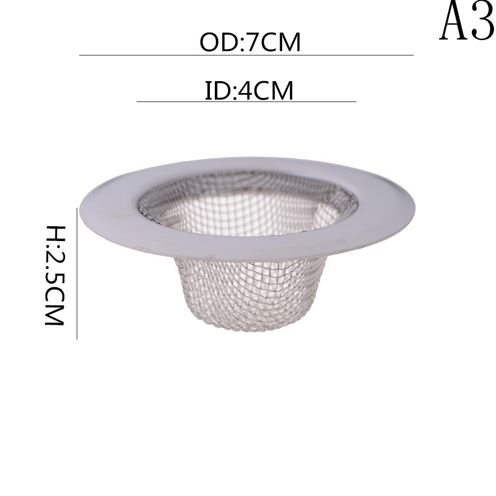 Rvs Filter Ronde Afvoerputje Aanrecht Filter Riool Afvoer Haar Vergieten & Theepot Filter Badkamer Wastafel: A3