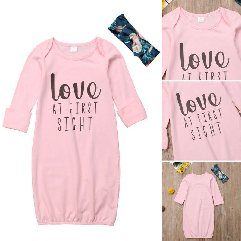 Pasgeboren Baby Baby Meisje Slapen Gown Inbakeren Pyjama Coming Home Outfits Roze Volledige Slaper Katoen Thuis Slaapkamer