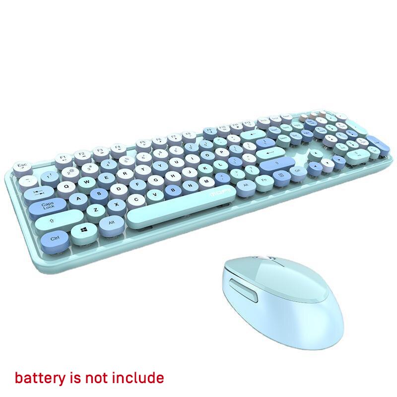 Set van 2.4g draadloze toetsenborden en muizen, schattig roze multifunctioneel toetsenbord en muis voor lenovo/asus/dell muizen, 1600 dpi gamertoetsenbord: Kleurrijk blauw