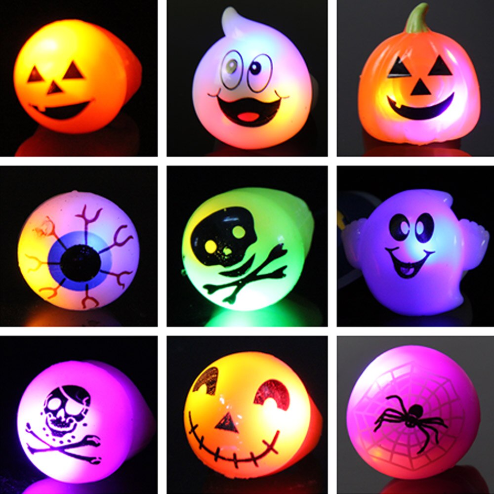 10 PCS LED Light Up Flash Halloween Speelgoed Party Favor Ringen Willekeurige Stijl